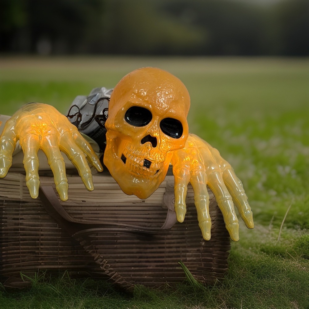 Skull Skeleton Hand Light Up Ground Breaker Halloween Decoration Scary Blow Mold